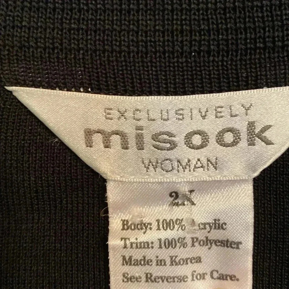 Misook woman 2X cardigan jacket - black with blue accents - button closure - Picture 2 of 8